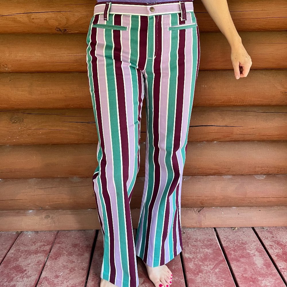 Vintage Time and Place Striped Flair Jeans